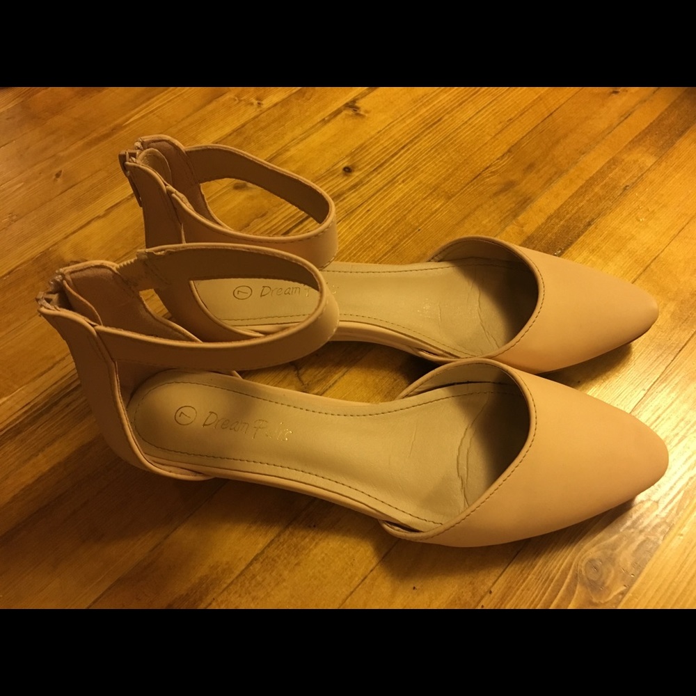 Nude Flats with strap Size 7